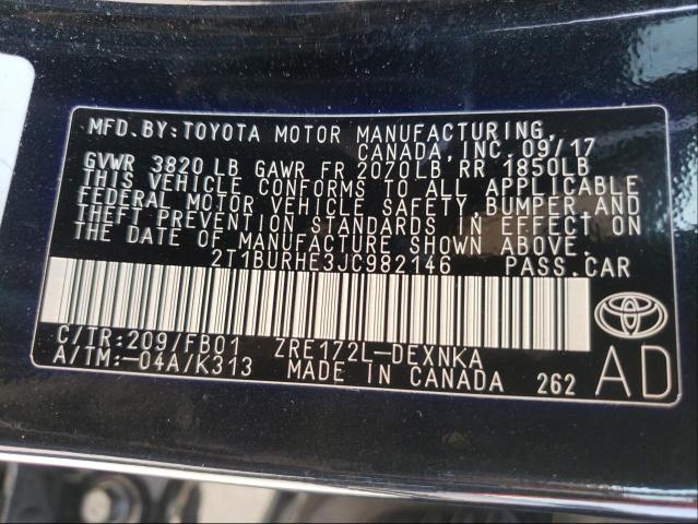 Photo 9 VIN: 2T1BURHE3JC982146 - TOYOTA COROLLA L 