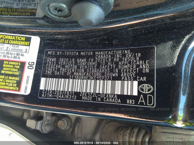 Photo 8 VIN: 2T1BURHE3KC157371 - TOYOTA COROLLA 