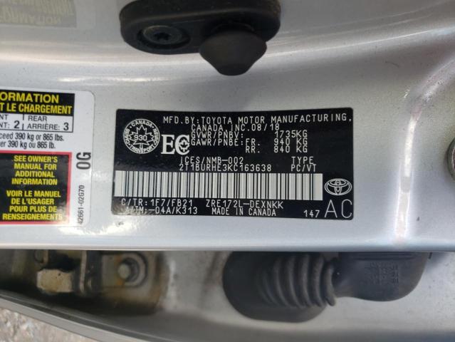 Photo 9 VIN: 2T1BURHE3KC163638 - TOYOTA COROLLA L 