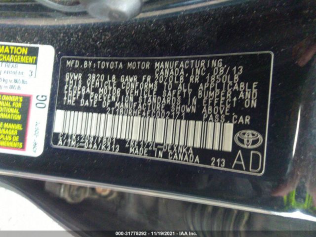 Photo 8 VIN: 2T1BURHE4EC002171 - TOYOTA COROLLA 