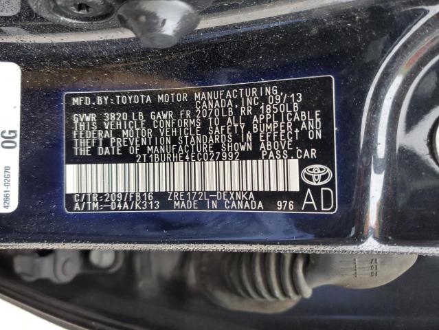 Photo 11 VIN: 2T1BURHE4EC027992 - TOYOTA COROLLA L 