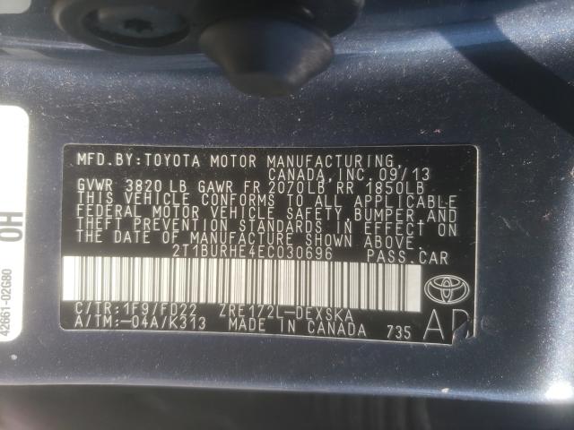 Photo 9 VIN: 2T1BURHE4EC030696 - TOYOTA COROLLA 