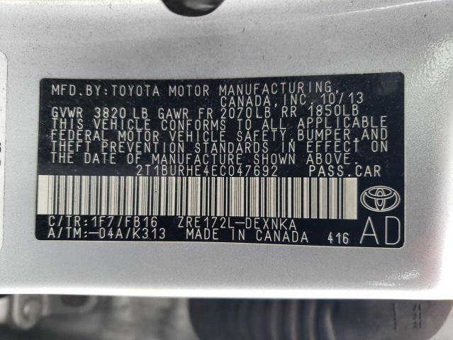 Photo 11 VIN: 2T1BURHE4EC047692 - TOYOTA COROLLA 