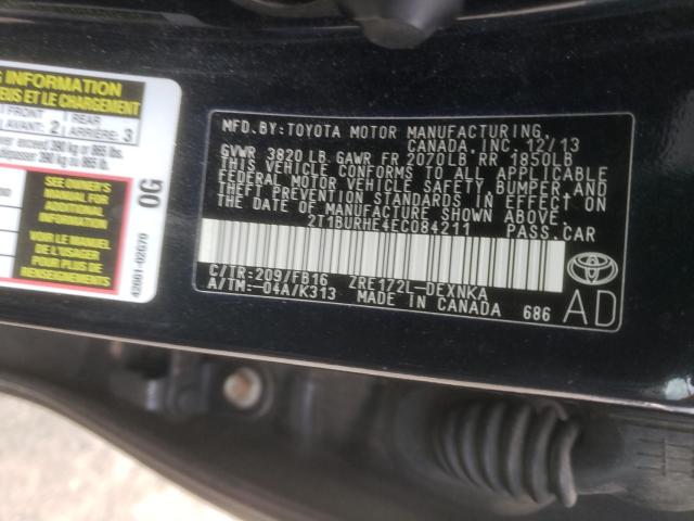 Photo 9 VIN: 2T1BURHE4EC084211 - TOYOTA COROLLA L 