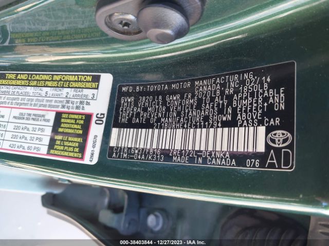 Photo 8 VIN: 2T1BURHE4EC111794 - TOYOTA COROLLA 