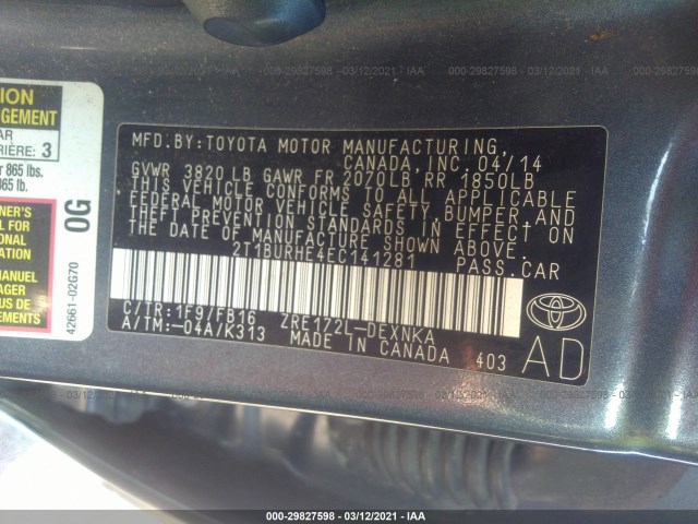 Photo 8 VIN: 2T1BURHE4EC141281 - TOYOTA COROLLA 