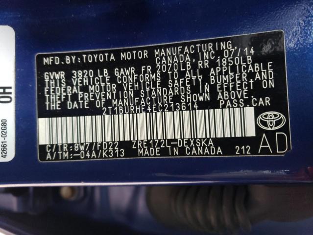 Photo 9 VIN: 2T1BURHE4EC213614 - TOYOTA COROLLA L 