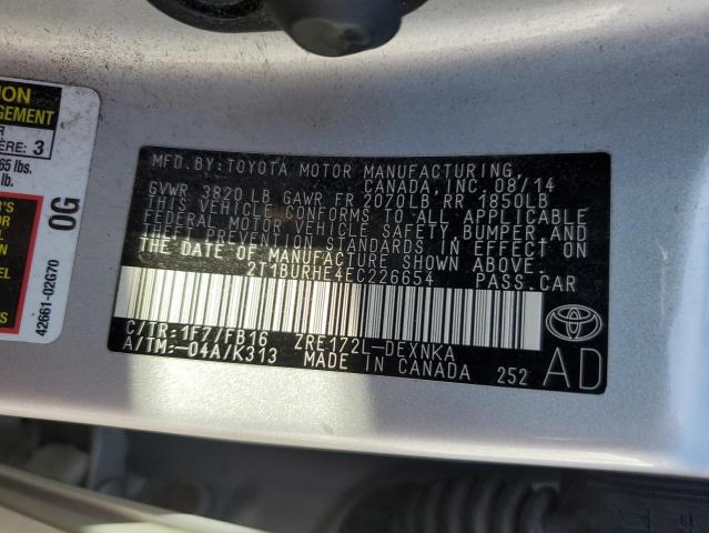 Photo 12 VIN: 2T1BURHE4EC226654 - TOYOTA COROLLA L 