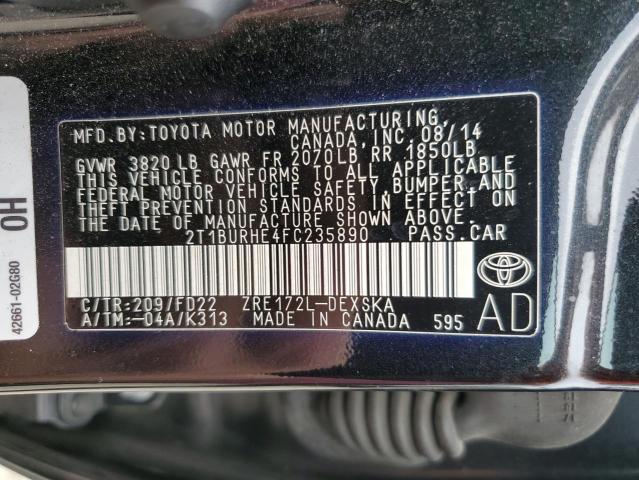 Photo 11 VIN: 2T1BURHE4FC235890 - TOYOTA COROLLA L 