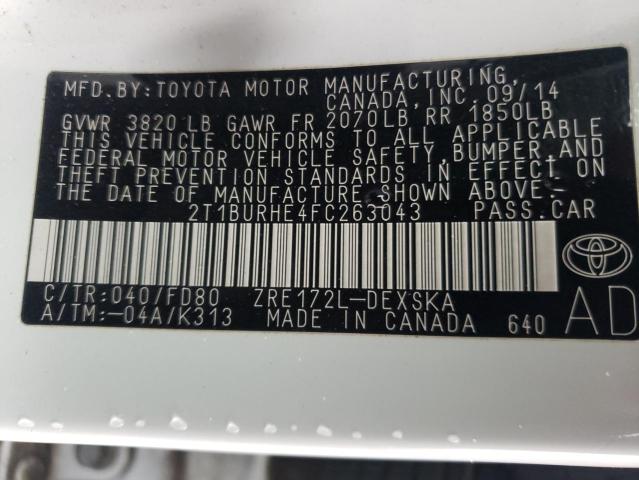 Photo 9 VIN: 2T1BURHE4FC263043 - TOYOTA COROLLA L 