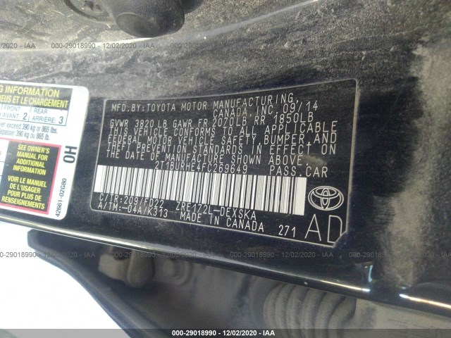 Photo 8 VIN: 2T1BURHE4FC269649 - TOYOTA COROLLA 