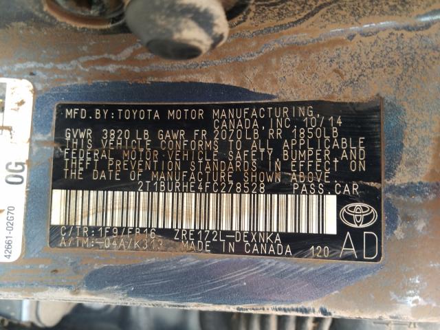 Photo 9 VIN: 2T1BURHE4FC278528 - TOYOTA COROLLA L 