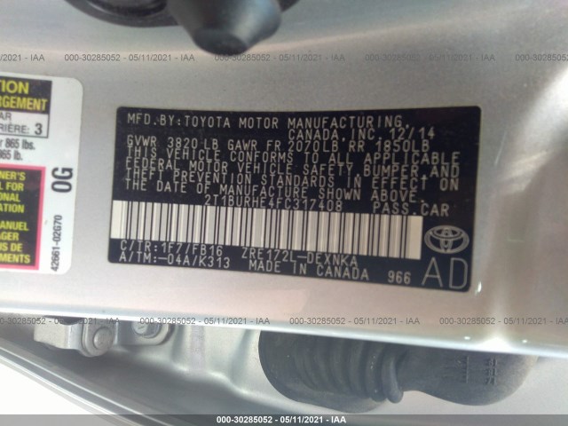 Photo 8 VIN: 2T1BURHE4FC317408 - TOYOTA COROLLA 