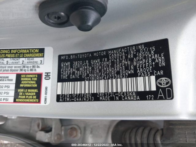 Photo 8 VIN: 2T1BURHE4FC336637 - TOYOTA COROLLA 