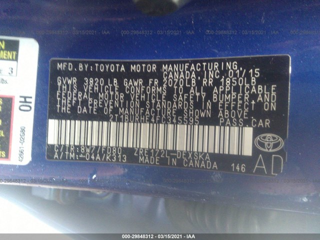 Photo 8 VIN: 2T1BURHE4FC345595 - TOYOTA COROLLA 