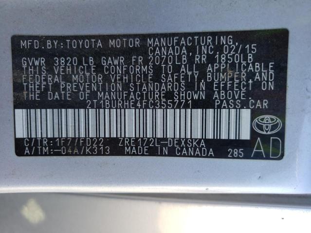 Photo 11 VIN: 2T1BURHE4FC355771 - TOYOTA COROLLA 