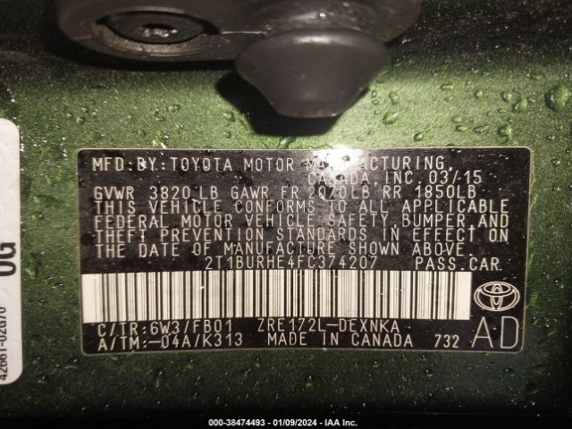 Photo 8 VIN: 2T1BURHE4FC374207 - TOYOTA COROLLA 