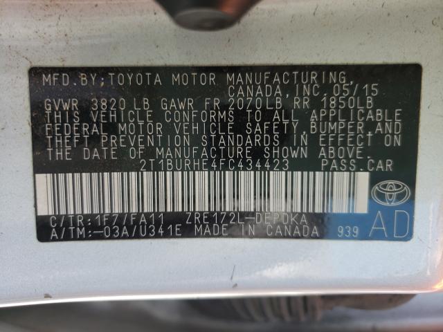 Photo 9 VIN: 2T1BURHE4FC434423 - TOYOTA COROLLA L 