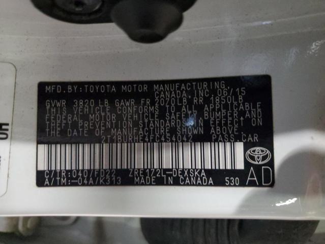 Photo 11 VIN: 2T1BURHE4FC454042 - TOYOTA COROLLA L 