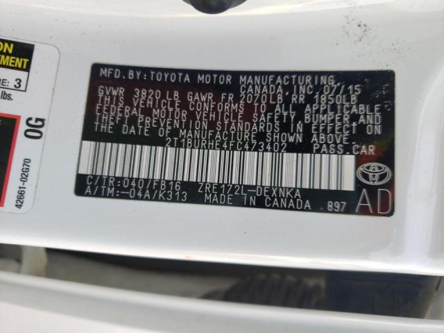 Photo 9 VIN: 2T1BURHE4FC473402 - TOYOTA COROLLA L 