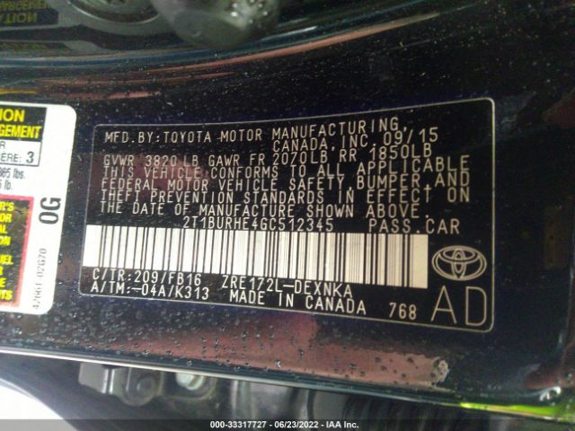 Photo 8 VIN: 2T1BURHE4GC512345 - TOYOTA COROLLA 