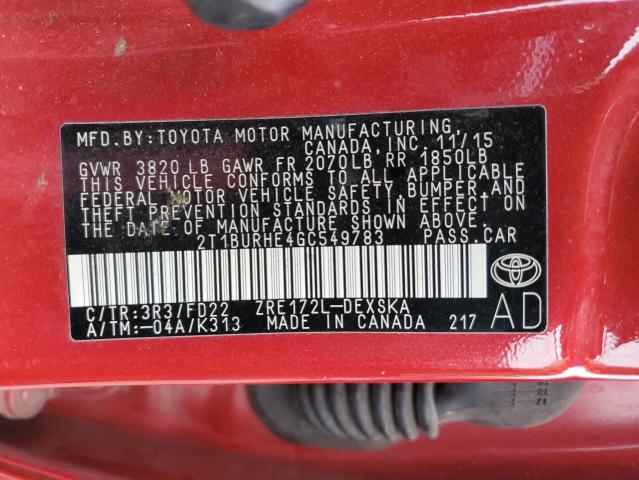 Photo 11 VIN: 2T1BURHE4GC549783 - TOYOTA COROLLA 