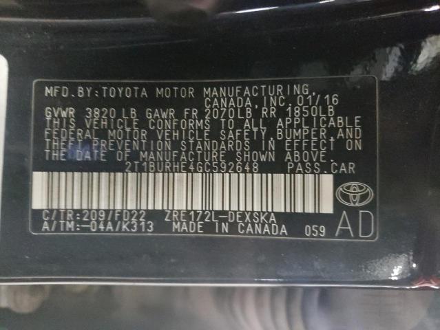 Photo 11 VIN: 2T1BURHE4GC592648 - TOYOTA COROLLA 