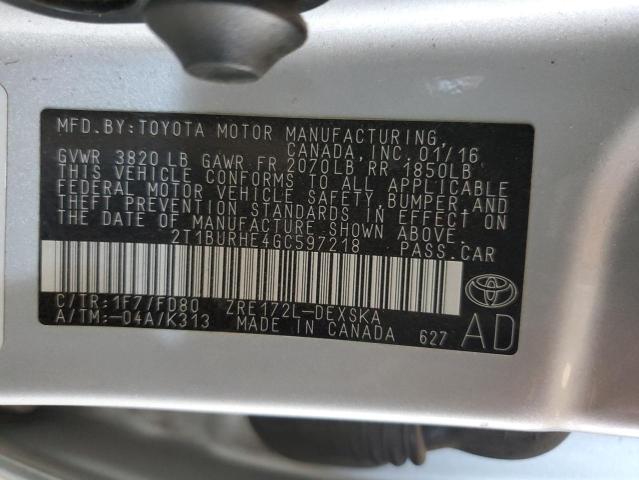 Photo 11 VIN: 2T1BURHE4GC597218 - TOYOTA COROLLA L 