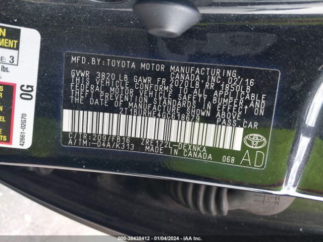 Photo 8 VIN: 2T1BURHE4GC618679 - TOYOTA COROLLA 