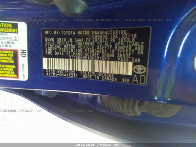 Photo 8 VIN: 2T1BURHE4GC621551 - TOYOTA COROLLA 