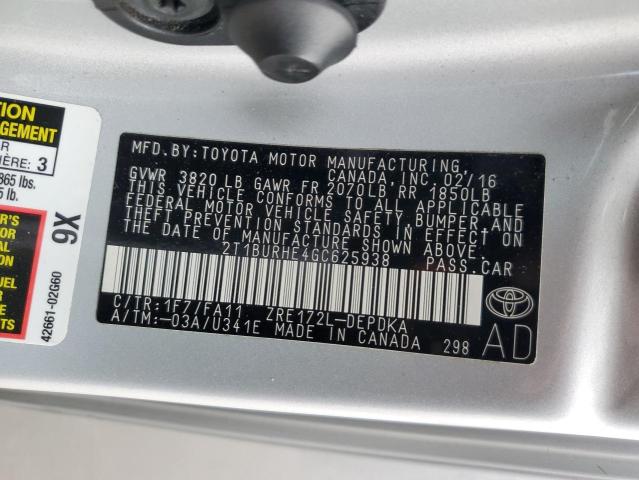 Photo 11 VIN: 2T1BURHE4GC625938 - TOYOTA COROLLA L 