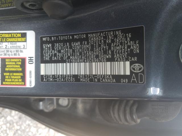 Photo 9 VIN: 2T1BURHE4GC696766 - TOYOTA COROLLA L 