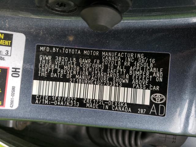 Photo 9 VIN: 2T1BURHE4GC703943 - TOYOTA COROLLA L 