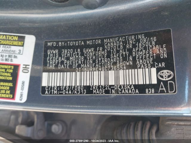 Photo 8 VIN: 2T1BURHE4GC736554 - TOYOTA COROLLA 