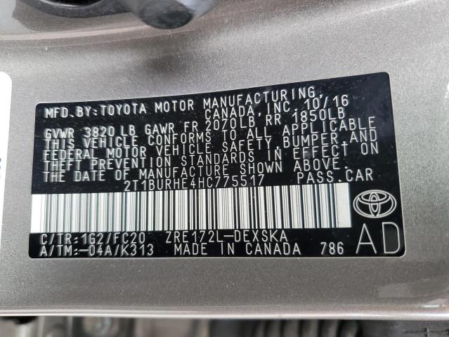 Photo 12 VIN: 2T1BURHE4HC775517 - TOYOTA COROLLA L 