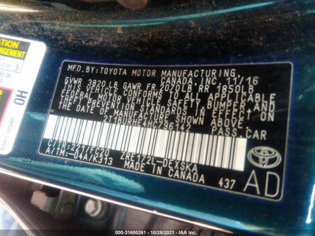 Photo 8 VIN: 2T1BURHE4HC796142 - TOYOTA COROLLA 