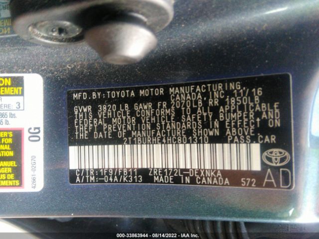 Photo 8 VIN: 2T1BURHE4HC801310 - TOYOTA COROLLA 