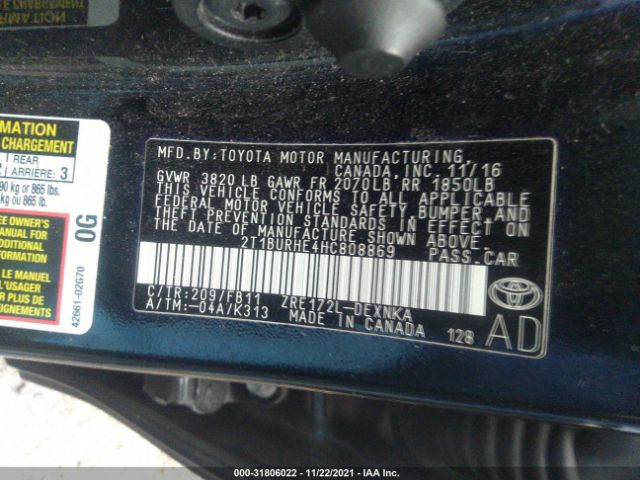 Photo 8 VIN: 2T1BURHE4HC808869 - TOYOTA COROLLA 