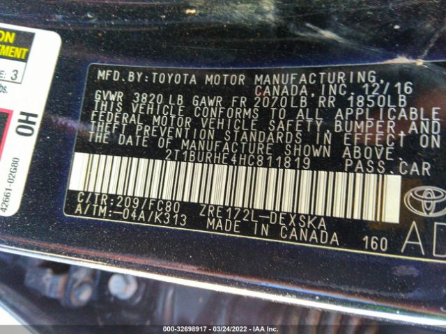 Photo 8 VIN: 2T1BURHE4HC811819 - TOYOTA COROLLA 