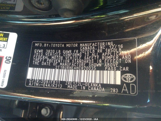 Photo 8 VIN: 2T1BURHE4HC820035 - TOYOTA COROLLA 