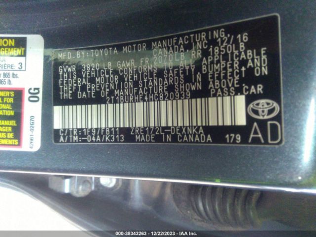 Photo 8 VIN: 2T1BURHE4HC820939 - TOYOTA COROLLA 