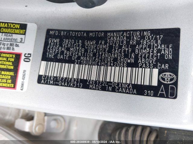 Photo 8 VIN: 2T1BURHE4HC842066 - TOYOTA COROLLA 