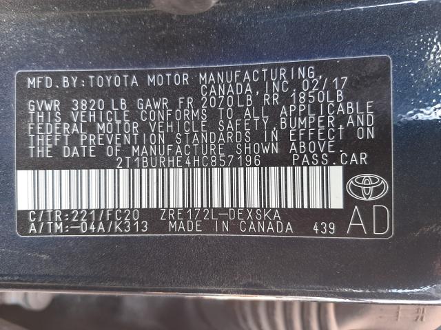 Photo 9 VIN: 2T1BURHE4HC857196 - TOYOTA COROLLA L 