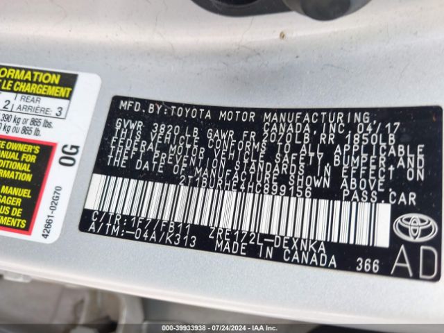 Photo 8 VIN: 2T1BURHE4HC899156 - TOYOTA COROLLA 