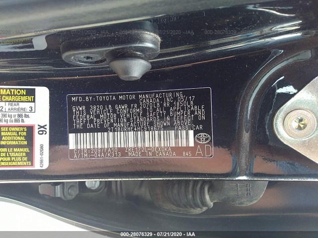 Photo 8 VIN: 2T1BURHE4HC918675 - TOYOTA COROLLA 