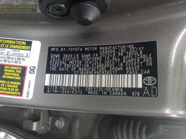 Photo 9 VIN: 2T1BURHE4HC926517 - TOYOTA COROLLA L 