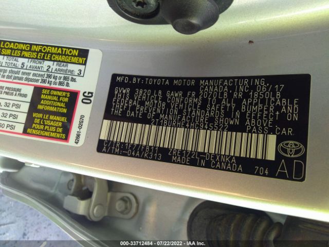 Photo 8 VIN: 2T1BURHE4HC945522 - TOYOTA COROLLA 