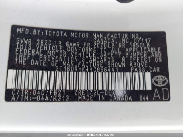 Photo 8 VIN: 2T1BURHE4HC956441 - TOYOTA COROLLA 