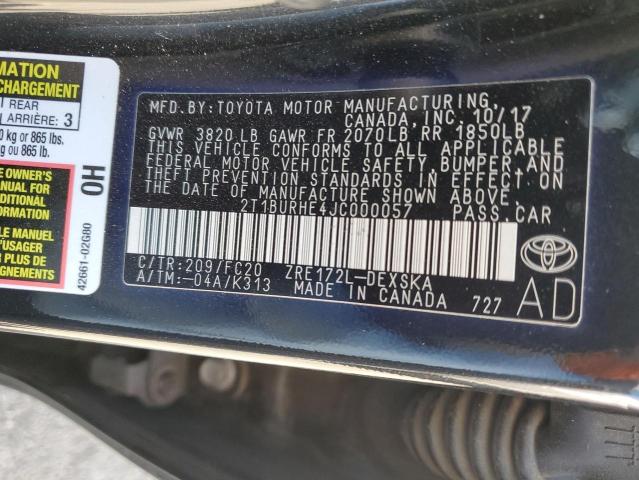 Photo 12 VIN: 2T1BURHE4JC000057 - TOYOTA COROLLA L 