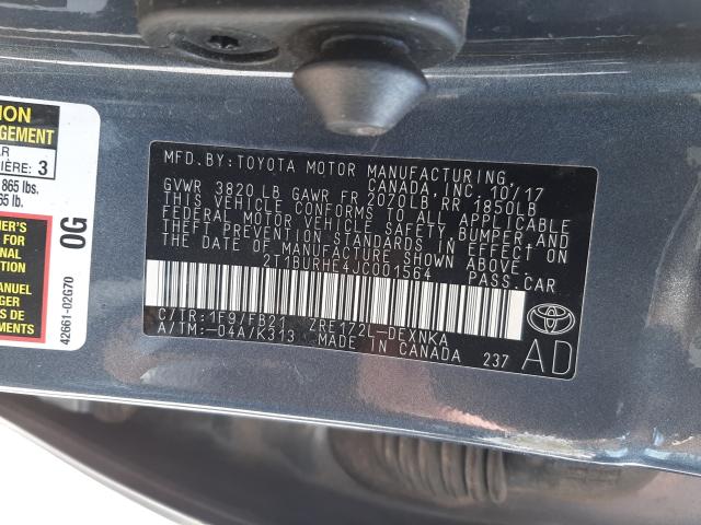 Photo 9 VIN: 2T1BURHE4JC001564 - TOYOTA COROLLA 